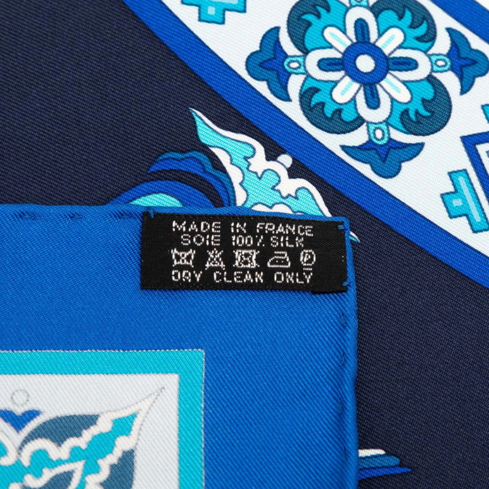 HERMES Blue Silk Scarf - Picture 8 of 9